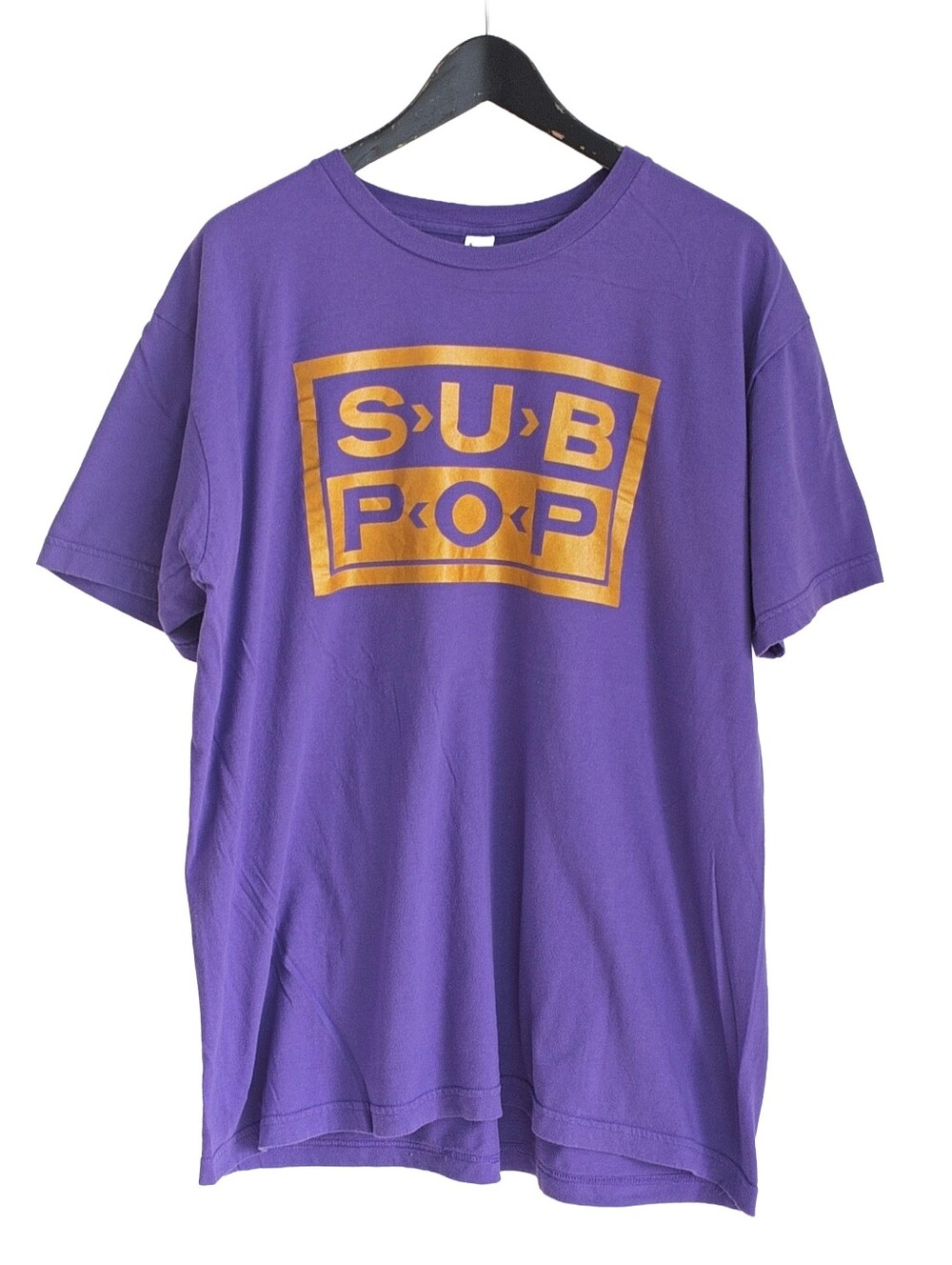 VTG Y2K Sub Pop Records Gold Logo Purple T Shirt American Apparel Size XL